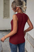 Rib Knit Cut-out Front Twist Tank Top